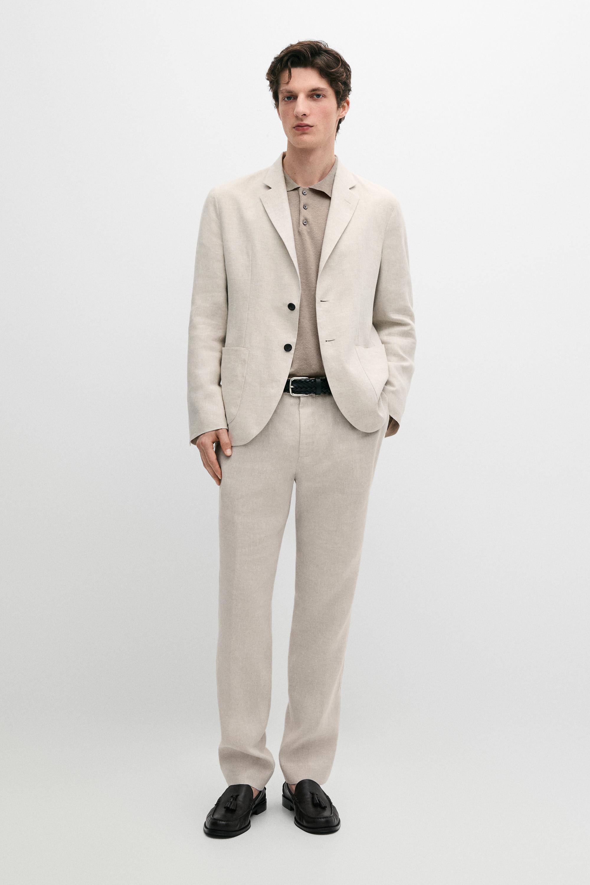 100% linen suit blazer with pocket details