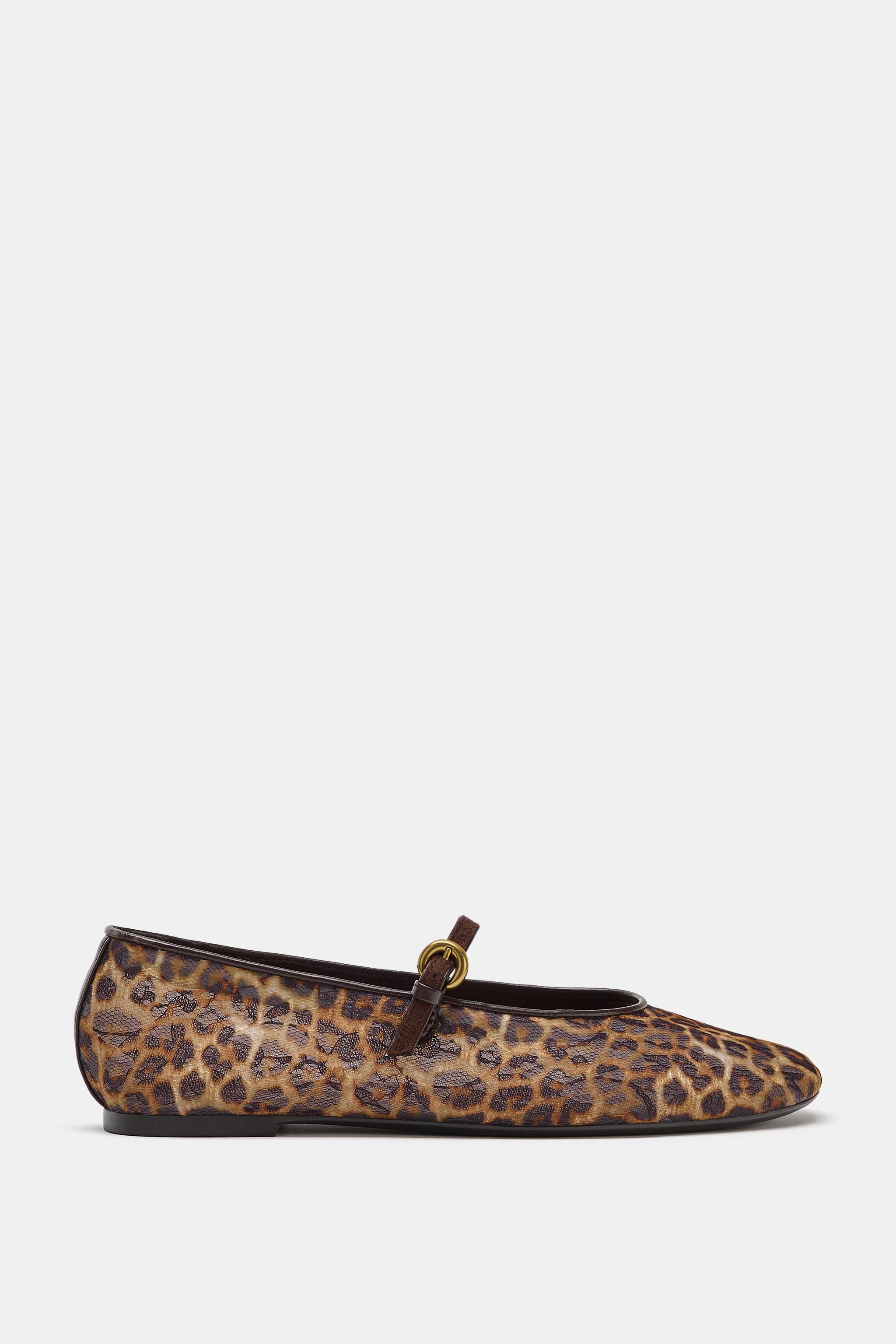 ANIMAL PRINT MESH BALLET FLATS