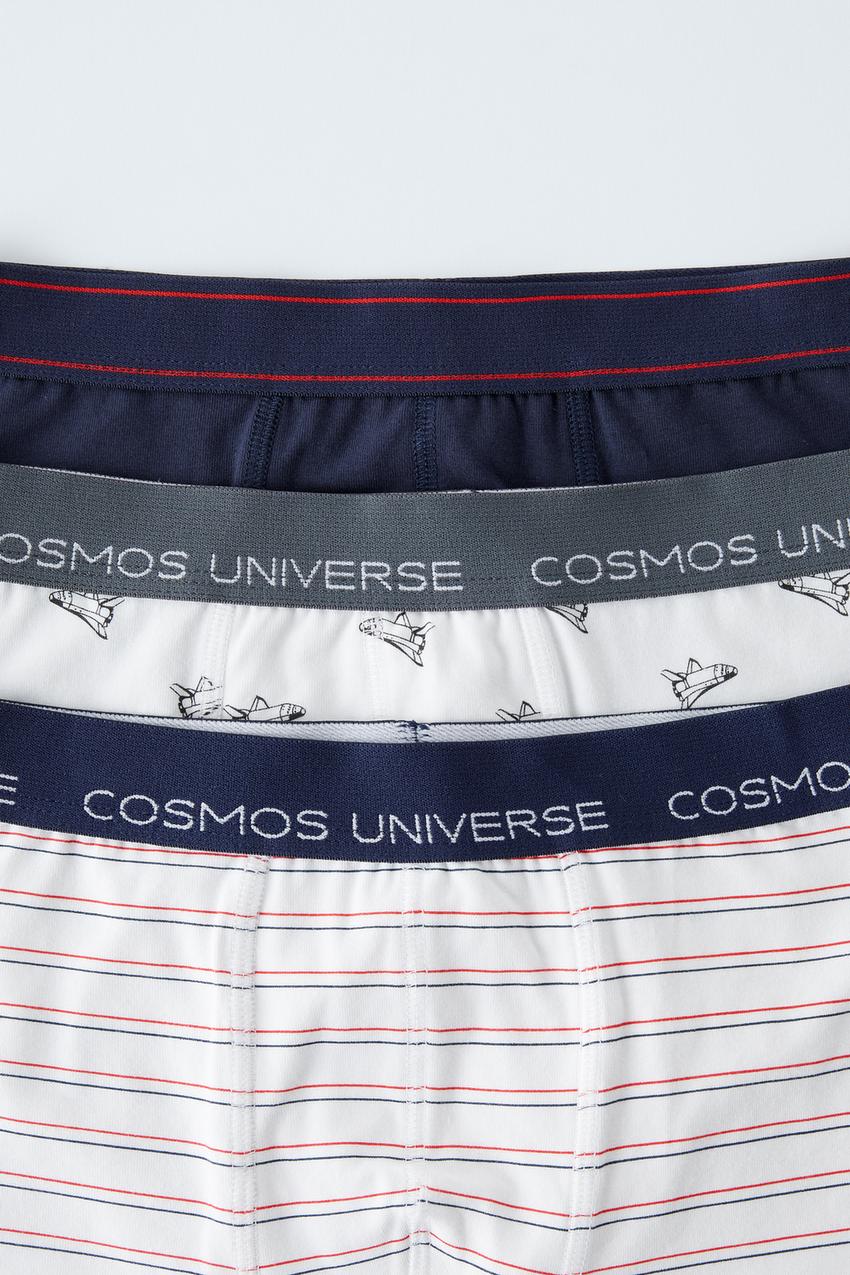 6-14 YEARS/ PACK OF THREE SPACE BOXERS - Blue