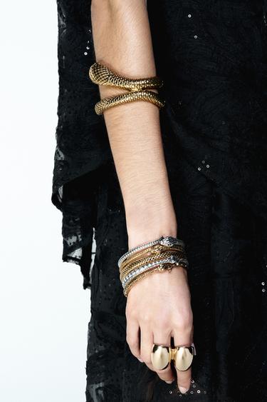 5 PACK OF SNAKESKIN PRINT BRACELETS - Gold / Silver by Zara
