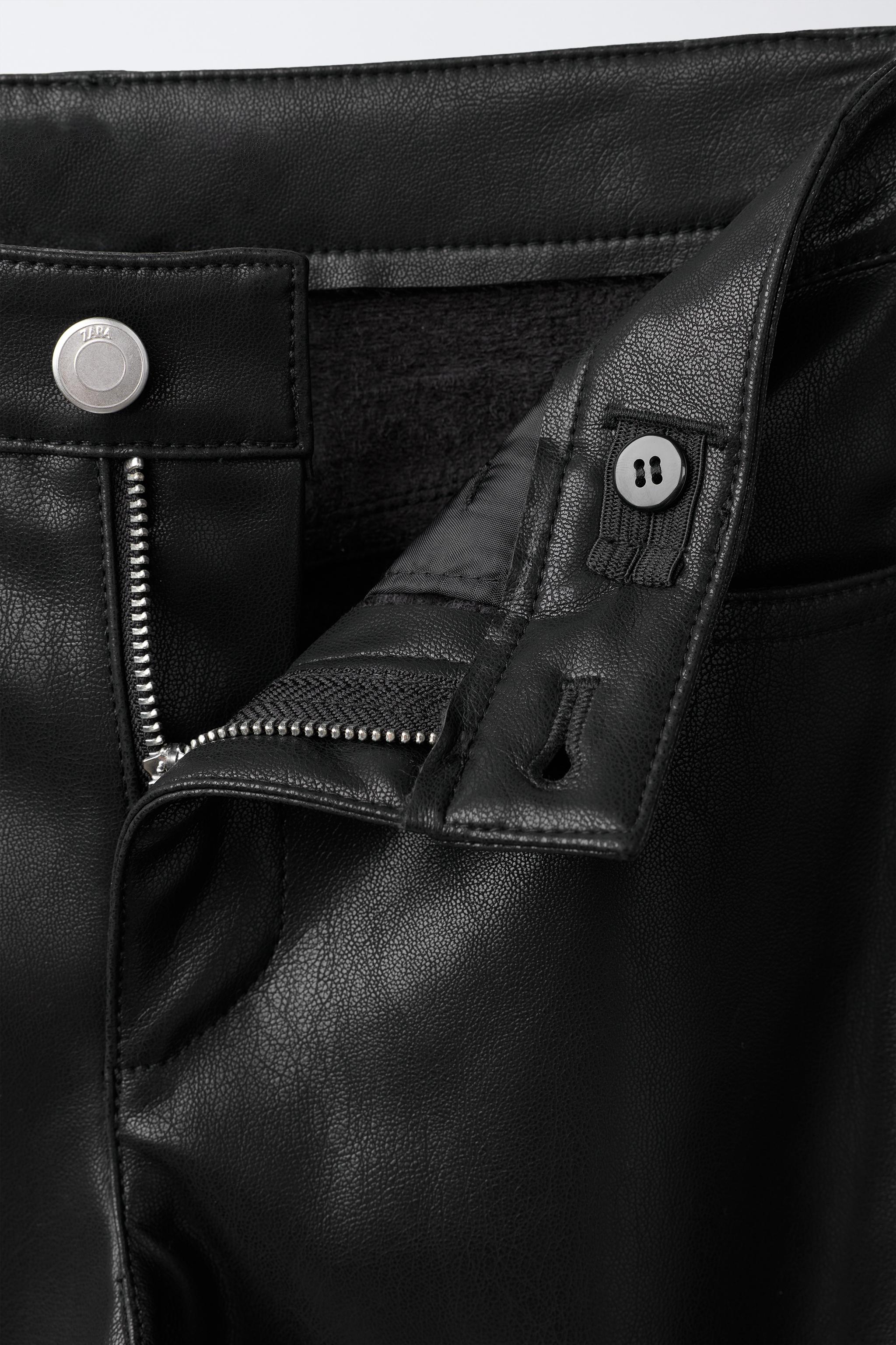 FAUX LEATHER WIDE-LEG PANTS