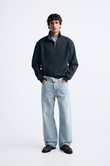 Zara BASIC QUARTER ZIP SWEATSHIRT - Blue gray - Image 0
