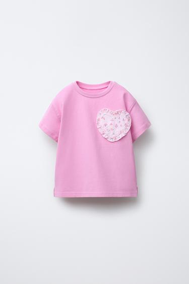 Zara HEART PRINT T-SHIRT - Pink