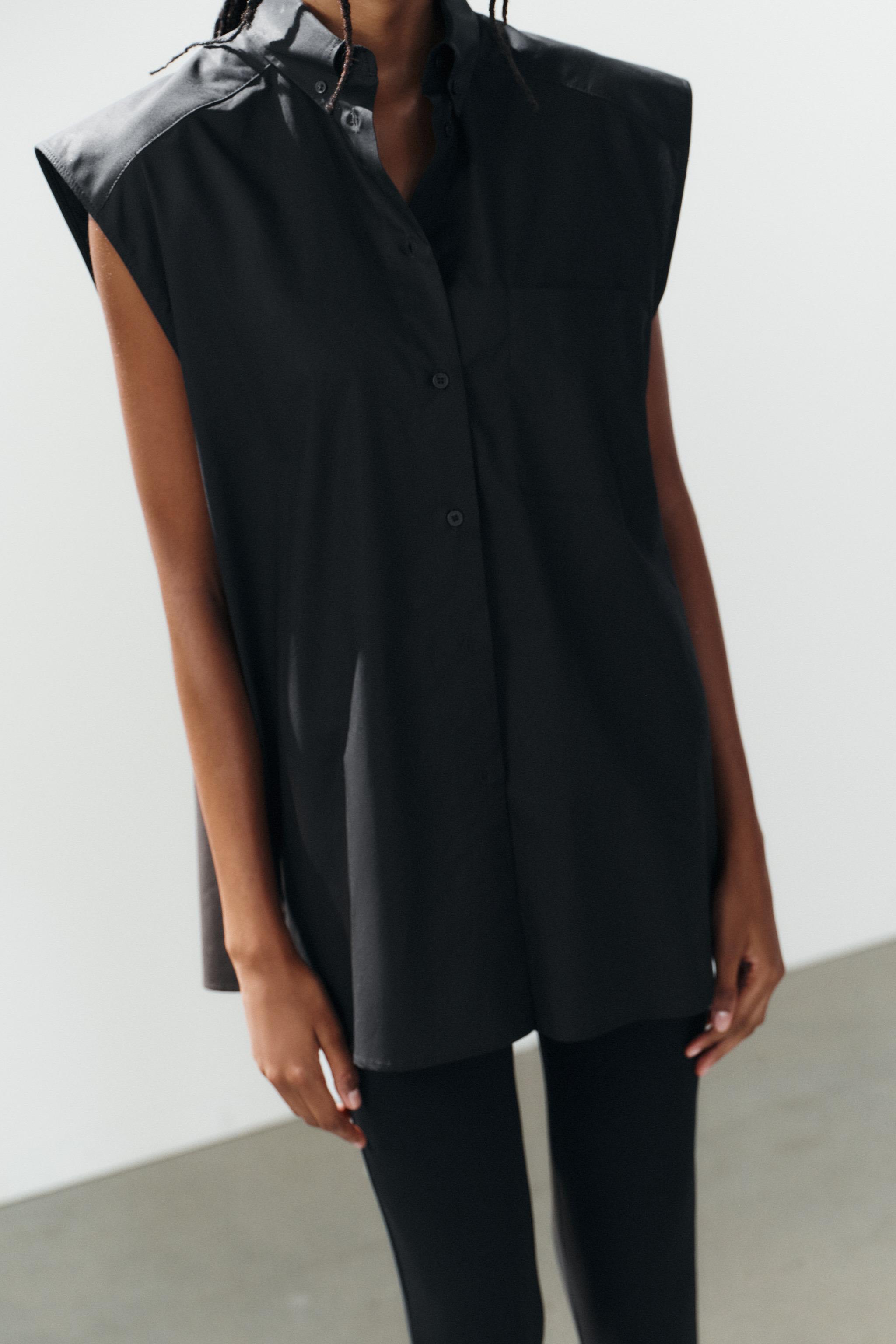 SLEEVELESS POPLIN SHIRT