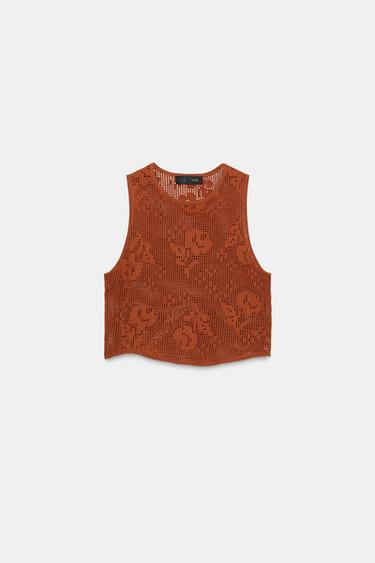 EMBROIDERED TOP - Mocha by Zara