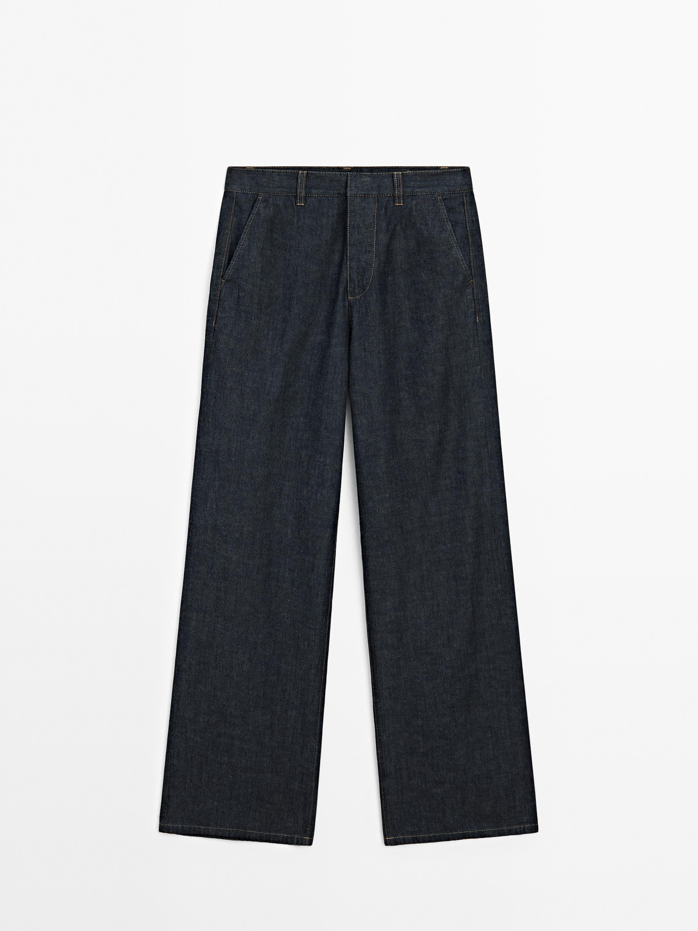 High-waist loose straight-leg jeans