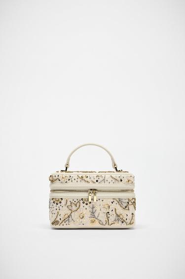 Zara RIGID SPARKLY BAG - Ecru