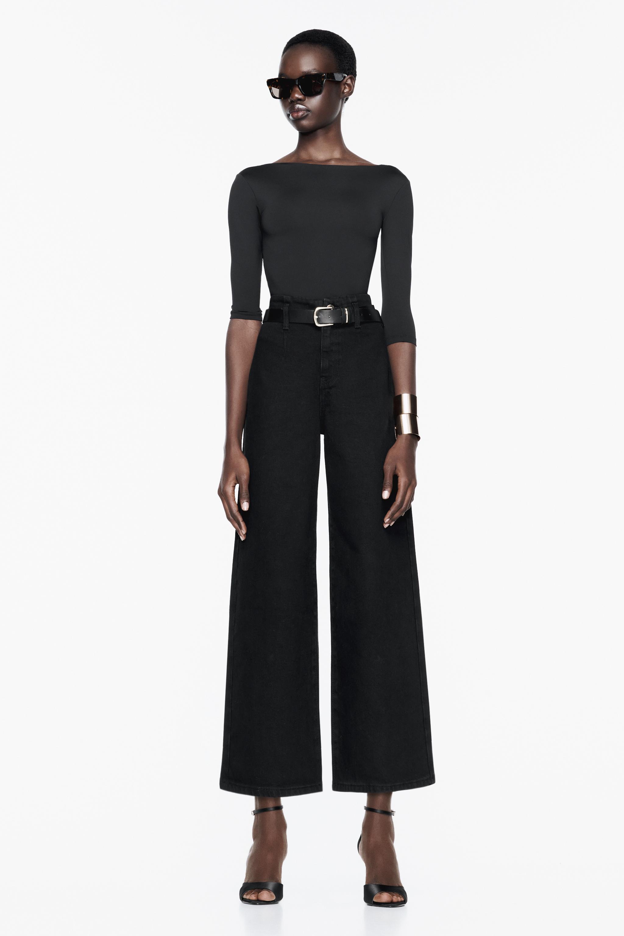 Z1975 BELTED HIGH RISE CROPPED WIDE LEG JEANS