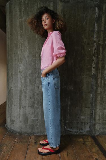 JEAN Z1975 BARREL TAILLE NORMALE AVEC PLI REPASSÉ - Bleu moyen de Zara - Image 3