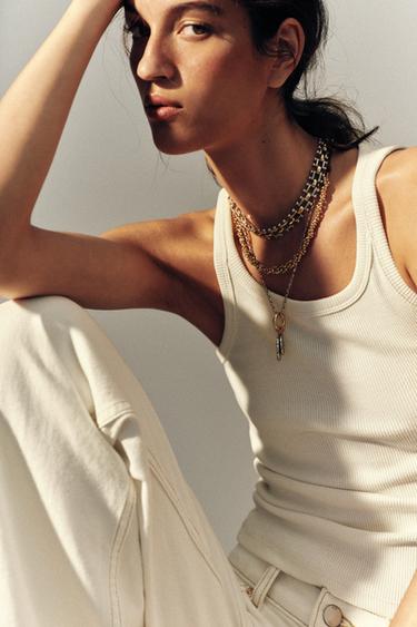 Zara PACK OF 3 CORD AND MEDALLION NECKLACES - Gold / Silver
