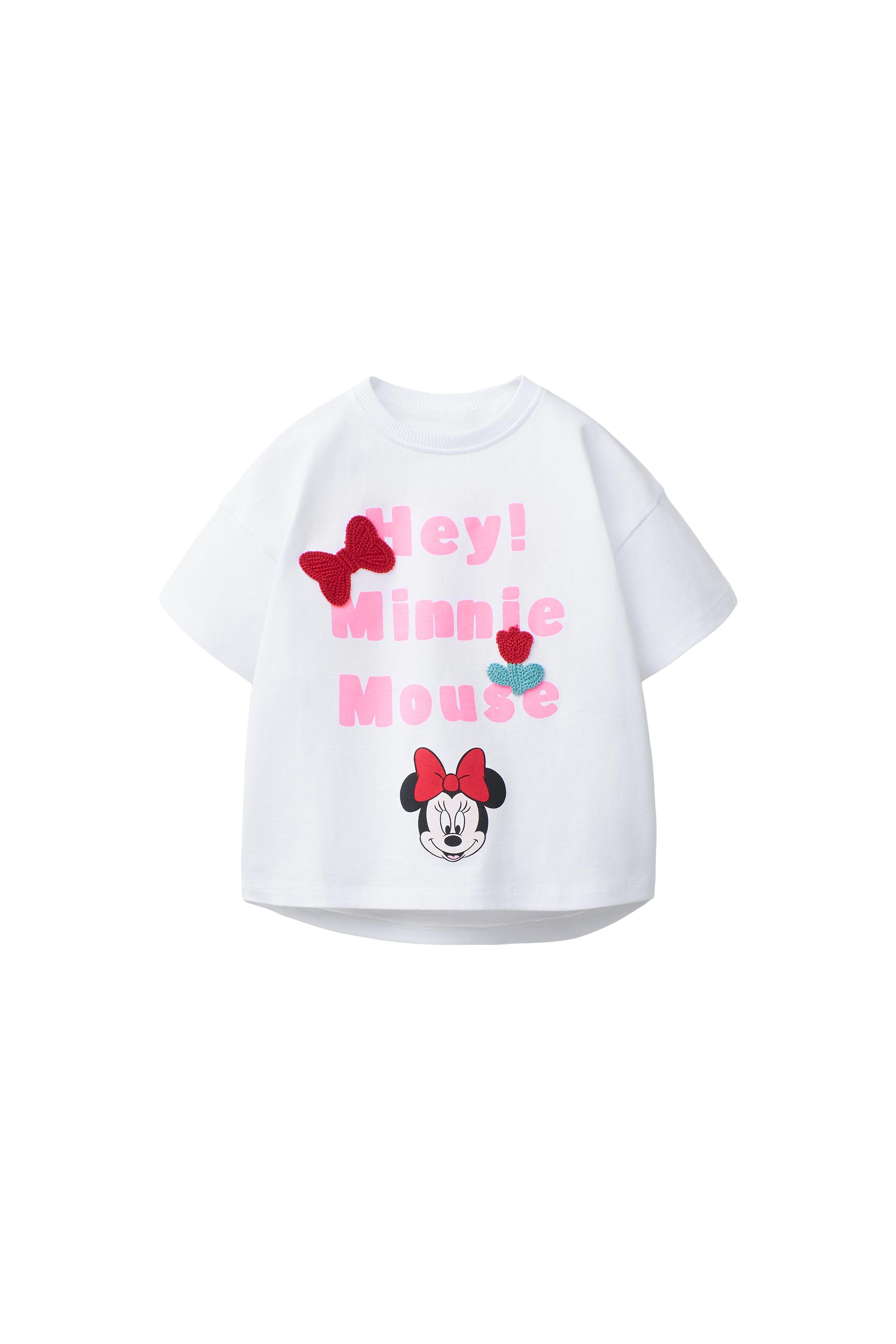 ミニーマウス©ディズニー クロシェリボンTシャツ - ホワイト | ZARA