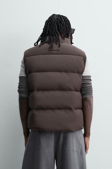 CROPPED FIT PUFFER GILET - Brown by Zara - Image 2