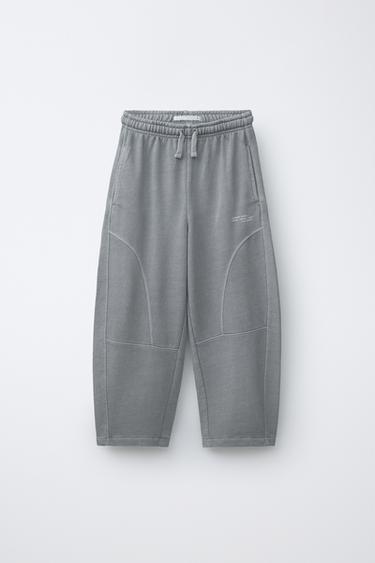 BARREL TROUSERS WITH CUT-OUTS AND GARMENT DYE - Greyish by Zara