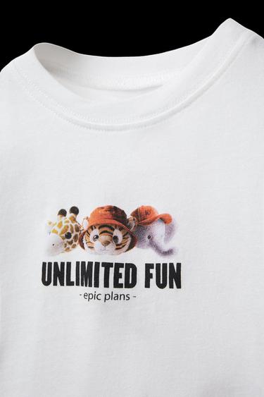 PRINTED T-SHIRT - Oyster-white by Zara