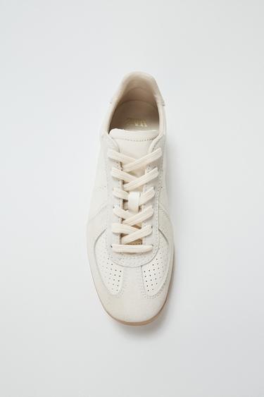 Zara LEATHER SNEAKERS - Off White
