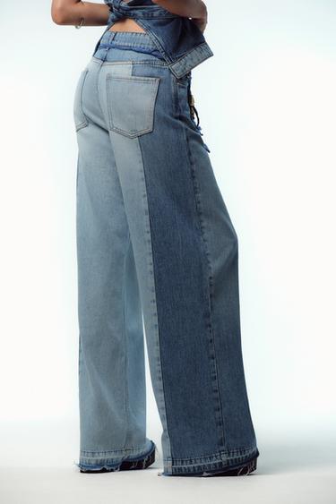 Z1975 WIDE-LEG HIGH-WAIST COMBINED JEANS - Mid-blue by Zara - Image 6