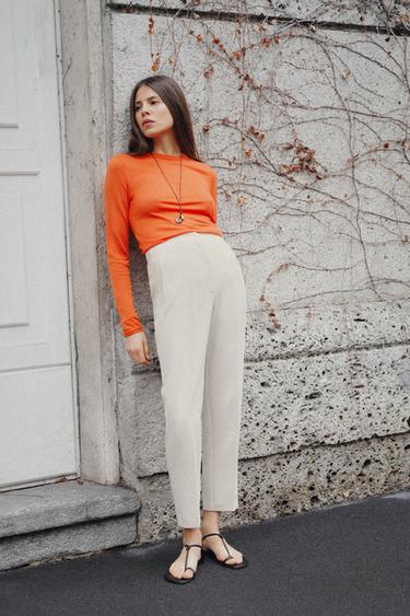 PANTALÓN TIRO ALTO - Crudo medio de Zara