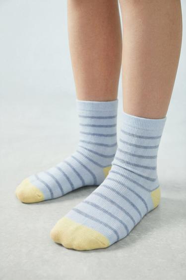 FIVE-PACK OF STRIPED TALL SOCKS - Multicoloured by Zara