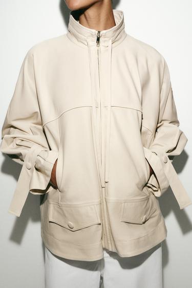 FLUID HIGH NECK JACKET - Dark beige by Zara - Image 4