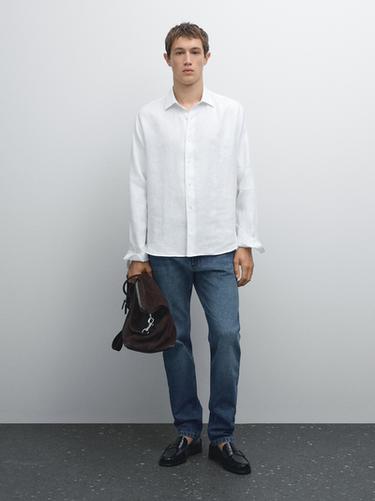 Zara Lightweight regular fit twill shirt - White - Image 0