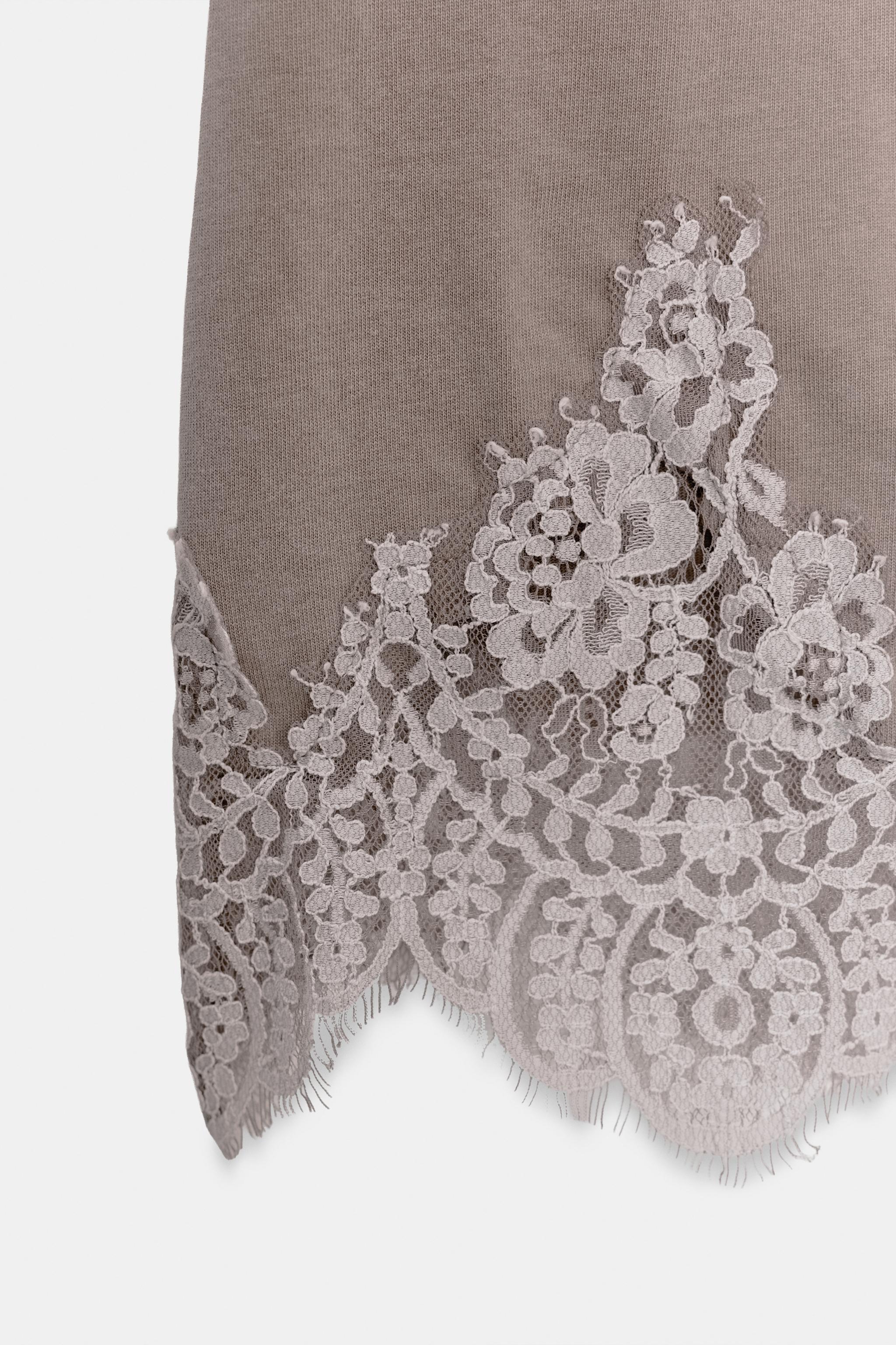WASHED EFFECT SKIRT WITH LACE TRIM