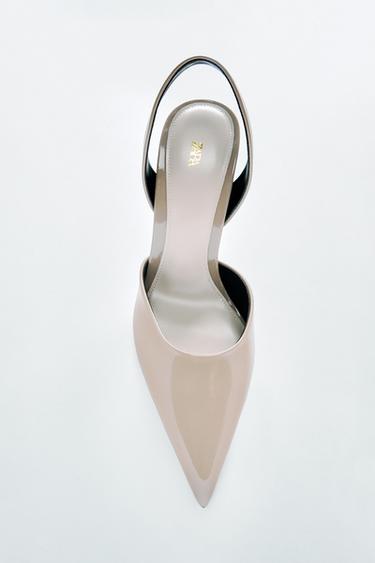ZAPATO TACÓN DESTALONADO PUNTA - Gris Topo de Zara