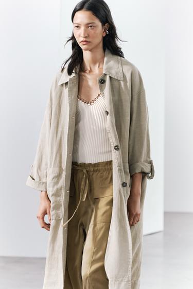 ZW COLLECTION WASHED OVERSIZE TRENCH COAT - Light khaki by Zara