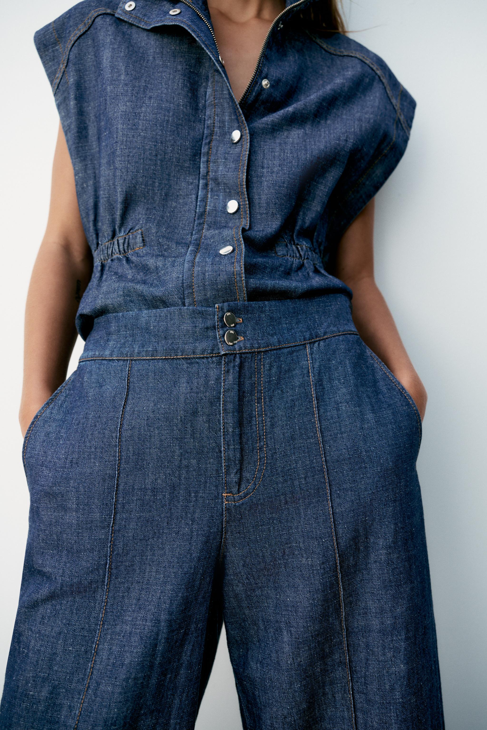 Zara KETEN KARIŞIMLI DÜZ PAÇA PANTOLON görsel 3