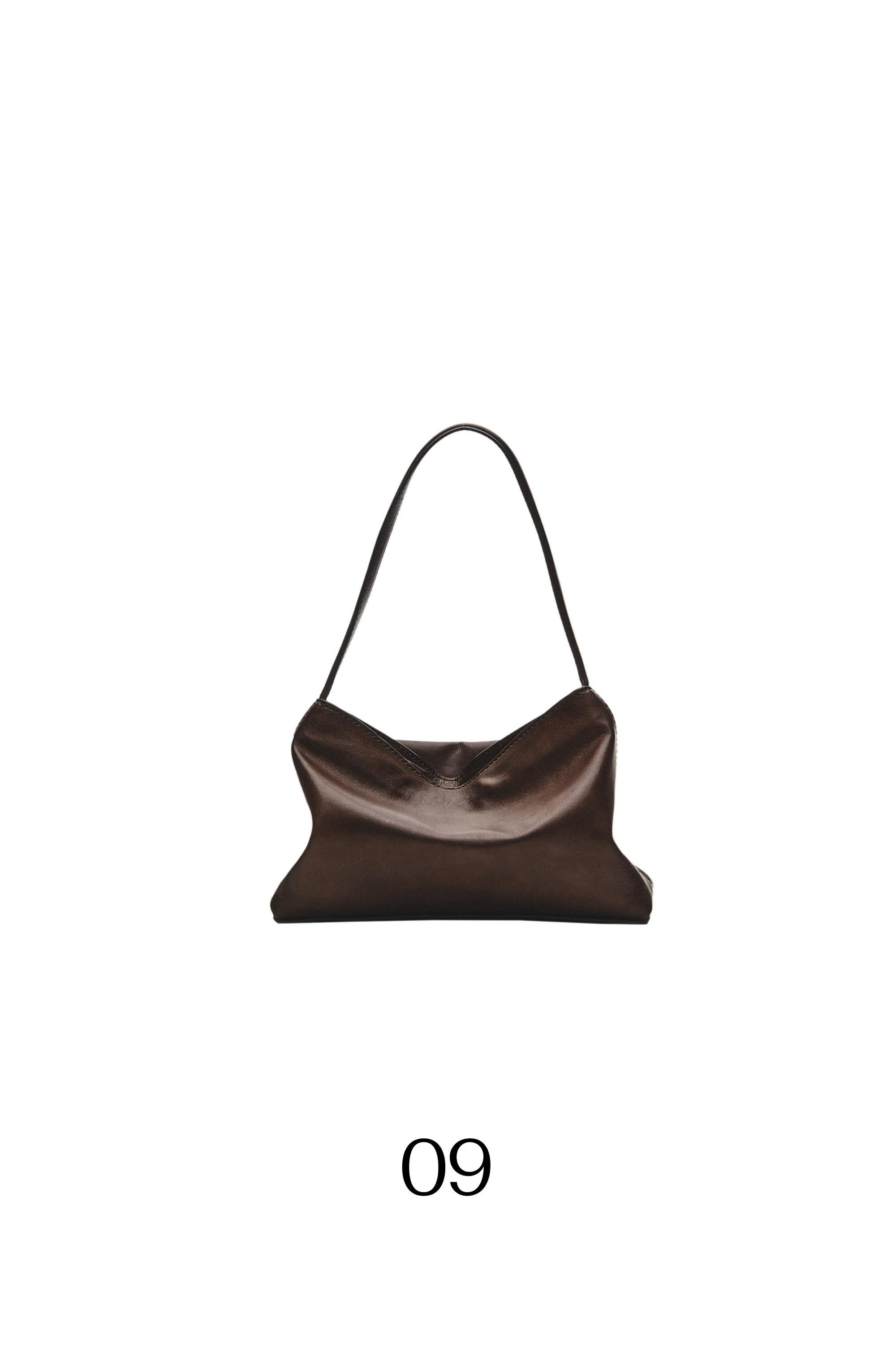 Small nappa leather shoulder bag — Brown