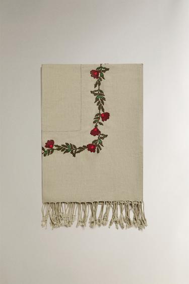 SERVIETTE DE PLAGE PAREO FLEURS - Vert gris de Zara - Image 1