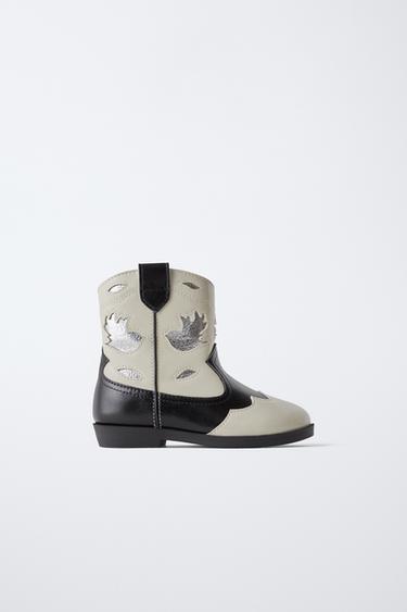 Zara KNEE HIGH COWBOY BOOTS - Off White