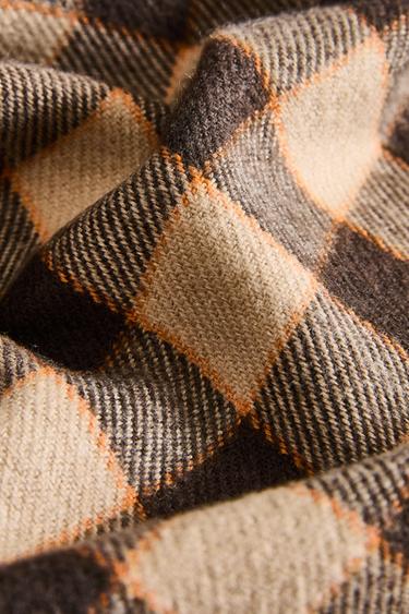 CHECK THROW WITH FRINGING - Brown by Zara - Image 3