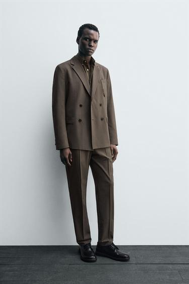 BLAZER CRUZADA TRAJE - Gris topo de Zara