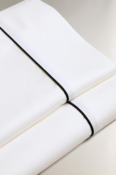SATEEN FLAT SHEET WITH PIPING - Black by Zara - Image 4