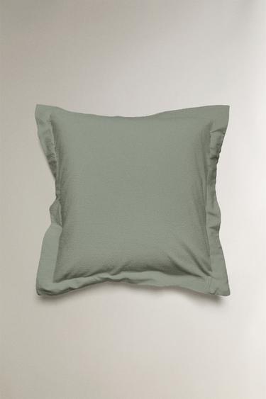 TAIE D’OREILLER COTON TEXTURÉ - Vert de Zara - Image 1