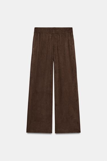 PANTALÓN EFECTO ANTE - Marrón oscuro de Zara - Imagen 0