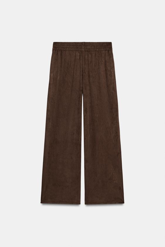 PANTALÓN EFECTO ANTE - Marrón oscuro de Zara - Imagen 0