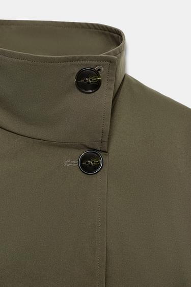 SHORT DOUBLE-BREASTED TRENCH COAT - Dark khaki by Zara - Image 6