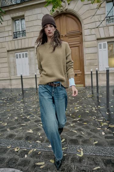 STRAIGHT KNIT JUMPER - Mid-green by Zara