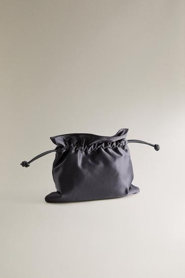 SAC EN SATIN MOYEN Bleu marine ZARA France
