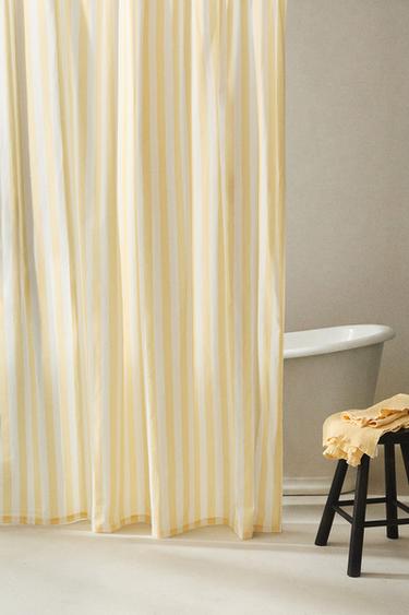 STRIPED SHOWER CURTAIN - yellow by Zara