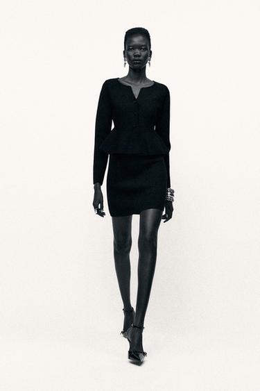 KNIT PEPLUM CARDIGAN - Black by Zara - Image 0
