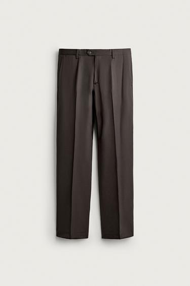 PANTALÓN TRAJE 100% LANA - Marrón de Zara