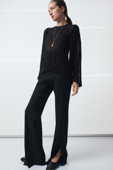FLARE TROUSERS WITH VENTS ZW COLLECTION - Black by Zara - Image 0