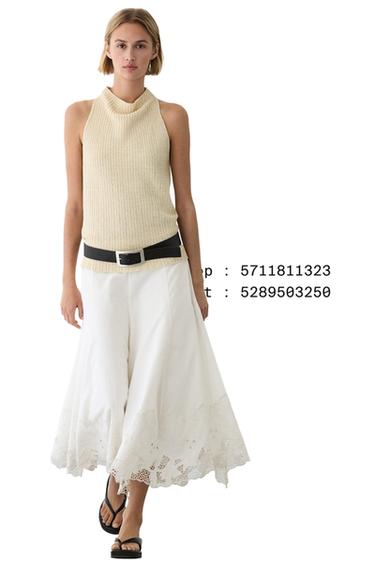 Top punto con lino - Amarillo de Zara