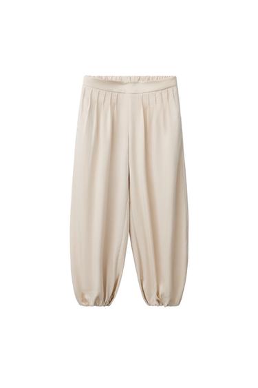 PANTALÓN BOMBACHO PLIEGUES - Beige claro de Zara