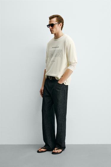 T-SHIRT À INSCRIPTION IMPRIMÉE - Blanc cassé de Zara - Image 3