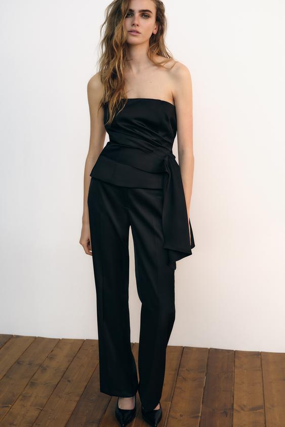 Pleated Satin Boxy Top main image 1
