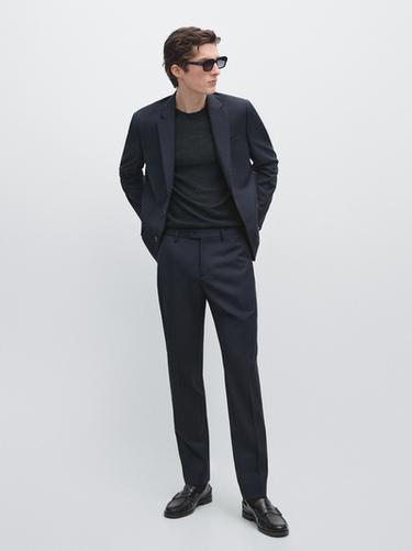 Veste de costume en laine - Bleu marine de Zara