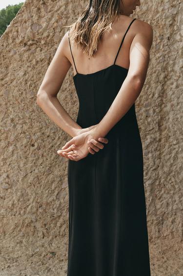 EMBROIDERED MIDI DRESS - Black / Ecru by Zara - Image 3